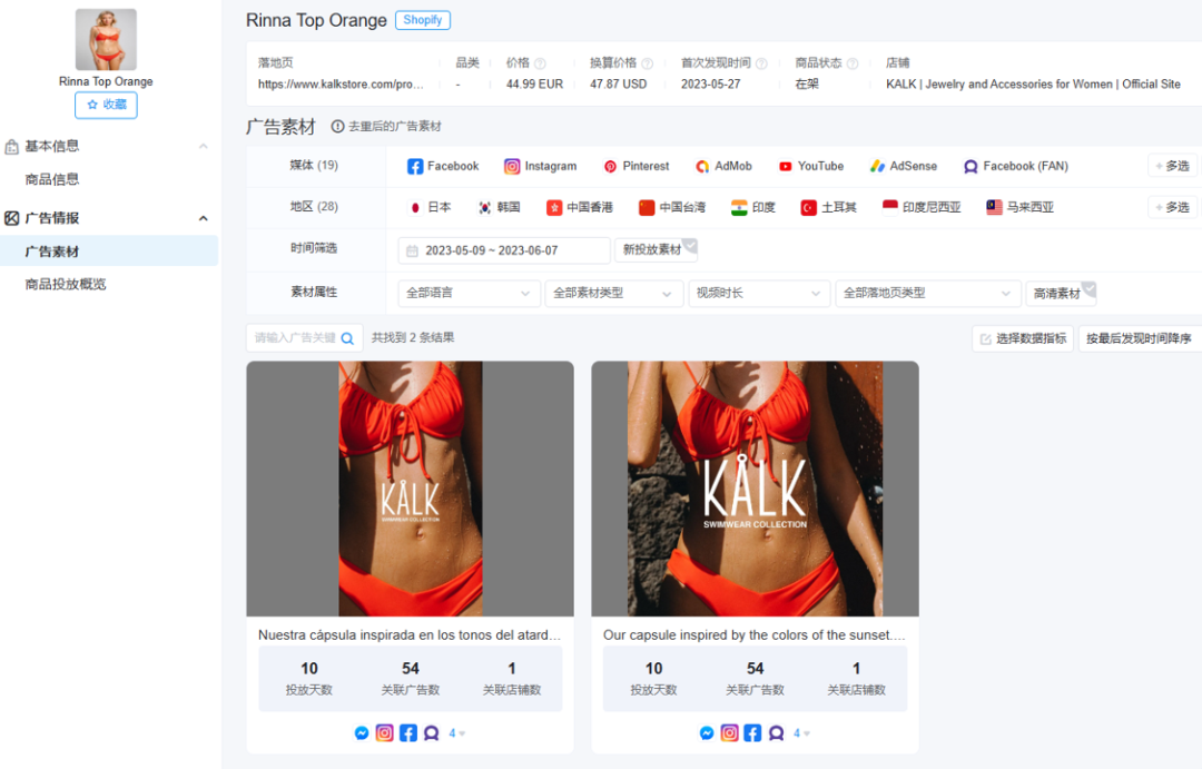 夏季投放量快速飙升！泳装类目新品牌 KALK 投放营销分析
